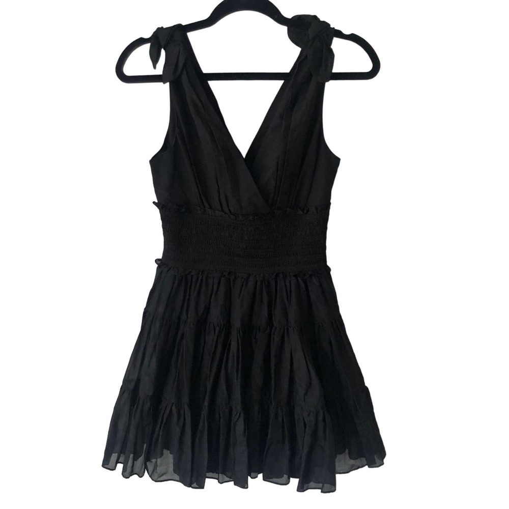 Cinq A Sept Tamar Popline Tiered Self-Tie Shoulder Mini Dress $395 NWT's size 0